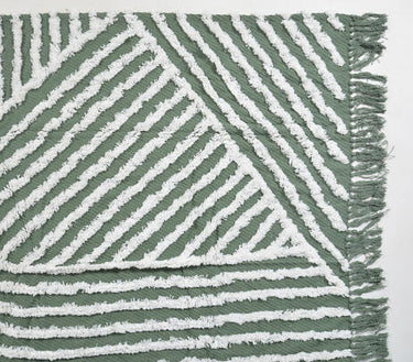 Abstract Striped Cotton Throw with Tassels-Chateaux ME