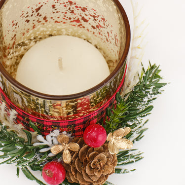 Glass Tea Light Decorative Christmas Piece