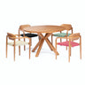 SLEEK TEAK DINING SET (1 DINING TABLE & 4 DINING ARMCHAIRS)