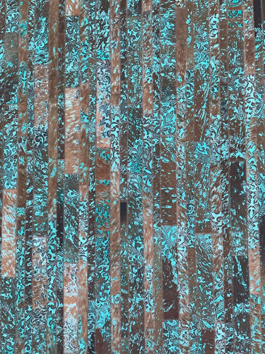 Stripes Rug Brown and Floral Turquiose