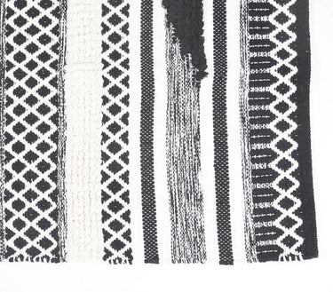 Handwoven cotton monochrome paneled rug 58' X 27'-Chateaux ME