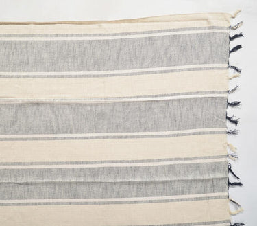 Woven Greyscale Cotton Throw-Chateaux ME