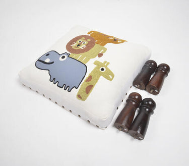 Jungle Animals Embroidered & Upholstered Stool-Chateaux ME