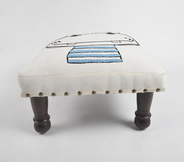 Baby Hippo Embroidery Upholstered Stool-Chateaux ME