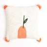 Embroidered Tropical Tulip Pom-Pom Cushion Cover-Chateaux ME