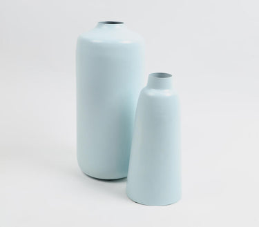 Solid Pastel Blue Flower Vases (set of 2)-Chateaux ME