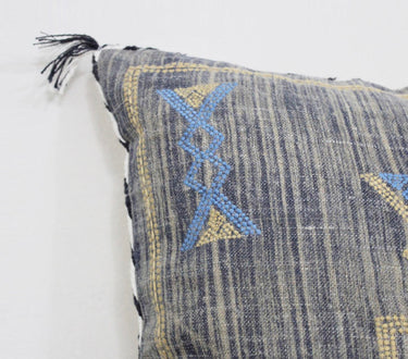 Textured Hand Embroidered Linen Cushion Cover with Tassels-Chateaux ME