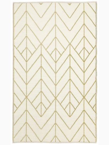 GOLD & CREAM GEOMETRIC OUTDOOR RUG 6' X 9'-Chateaux ME