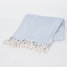 Yarn-Dyed Cotton Powder Blue Chevron Tasseled Throw-Chateaux ME
