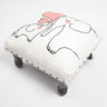 Mama-baby elephant embroidered & upholstered stool-Chateaux ME