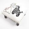 Baby zebra & giraffe embroidered & upholstered stool-Chateaux ME