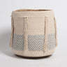 Handwoven geometric tasseled storage basket-Chateaux ME