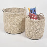 Checkered woven jute & iron nesting basket (set of 2)-Chateaux ME